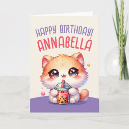 Tarjeta de cumpleaños para el té de la burbuja de