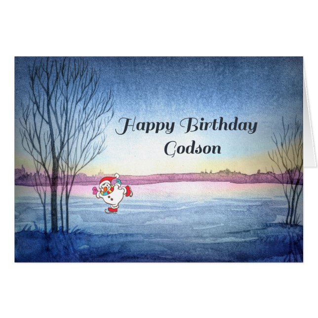 Tarjeta de cumpleaños para el tema de invierno de  (Anverso (Horizontal))