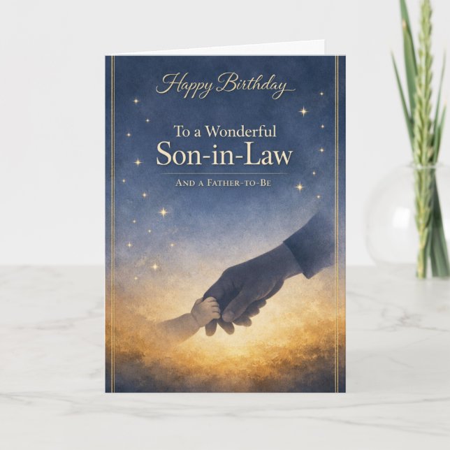 Tarjeta de cumpleaños para el yerno: futuro padre (Anverso)