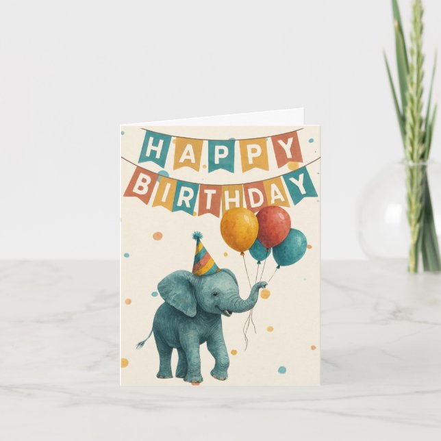 Tarjeta de cumpleaños para elefantes - Animal para (Anverso)