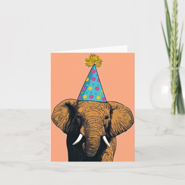 Tarjeta de cumpleaños para elefantes caprichosos - (Anverso)