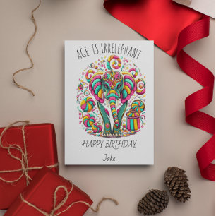 Tarjeta de cumpleaños para elefantes coloridos par