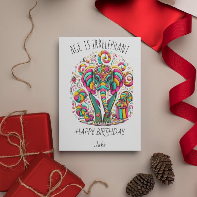 Tarjeta de cumpleaños para elefantes coloridos par (Subido por el creador)