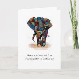Tarjeta de cumpleaños para elefantes de mosaico