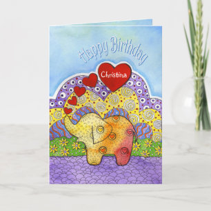 Tarjeta de cumpleaños para elefantes extravagantes