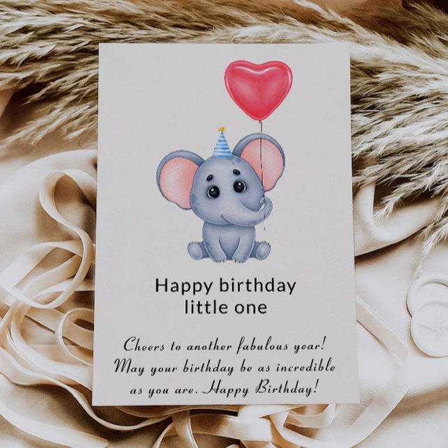 Tarjeta de cumpleaños para elefantes para niños (Elephant Birthday Card for Children)