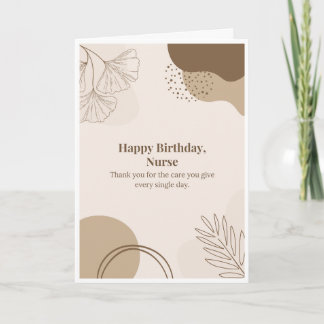 Tarjeta de cumpleaños para enfermera boho con hoja