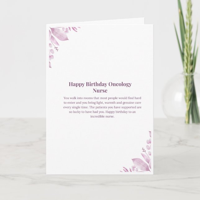 Tarjeta de cumpleaños para enfermera de oncología (Anverso)