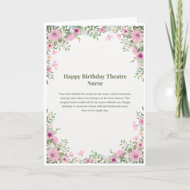Tarjeta de cumpleaños para enfermera de quirófano  (Anverso)