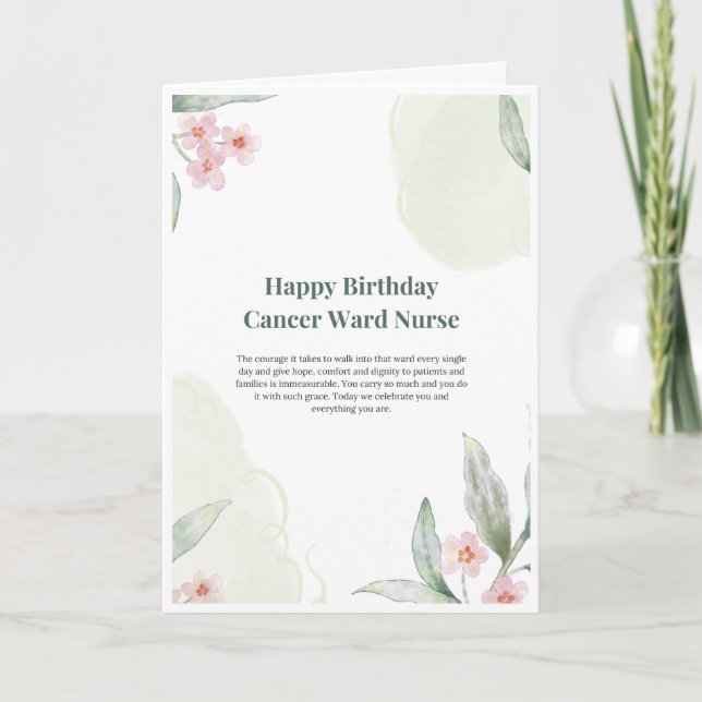Tarjeta de cumpleaños para enfermera de sala de cá (Anverso)