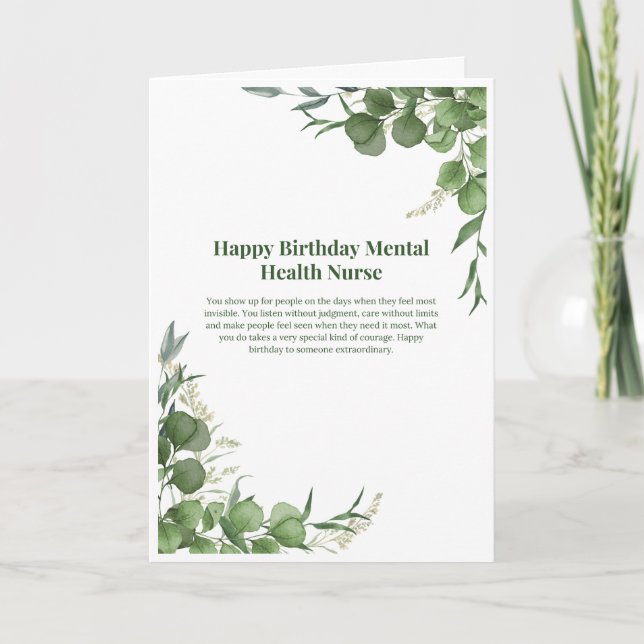 Tarjeta de cumpleaños para enfermera de salud ment (Anverso)