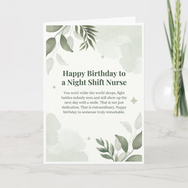 Tarjeta de cumpleaños para enfermera de turno de n (Anverso)