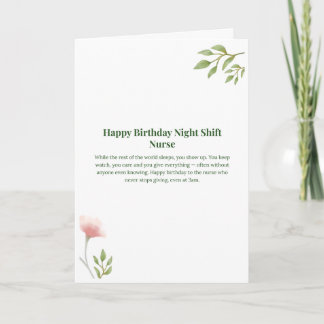 Tarjeta de cumpleaños para enfermera de turno de n