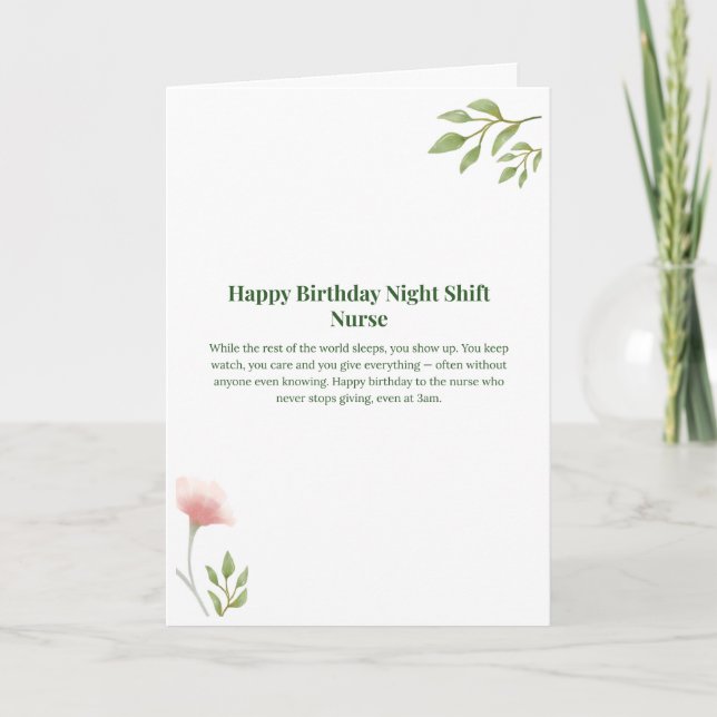 Tarjeta de cumpleaños para enfermera de turno de n (Anverso)