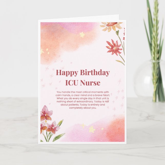 Tarjeta de cumpleaños para enfermera de UCI (Anverso)