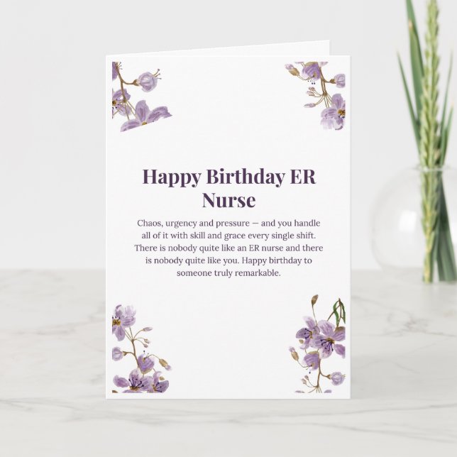 Tarjeta de cumpleaños para enfermera de urgencias (Anverso)
