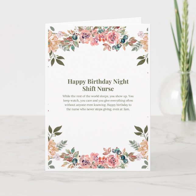 Tarjeta de cumpleaños para enfermera del turno de  (Anverso)