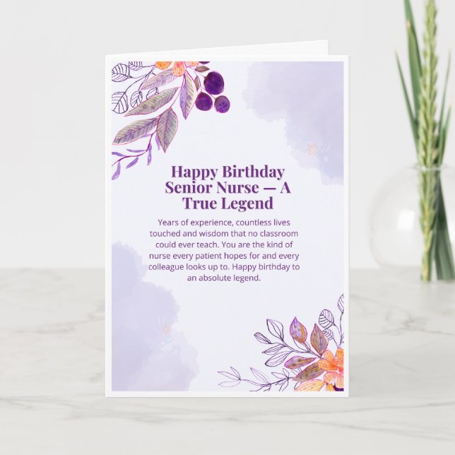 Tarjeta de cumpleaños para enfermera jefe — Feliz  (Anverso)
