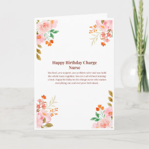 Tarjeta de cumpleaños para enfermera jefe — Feliz