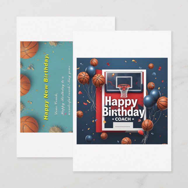 Tarjeta de cumpleaños para entrenador (Basketball 