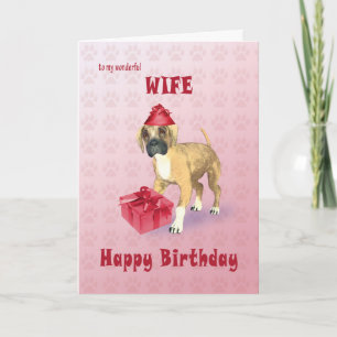 Tarjeta de cumpleaños para esposa con cachorro