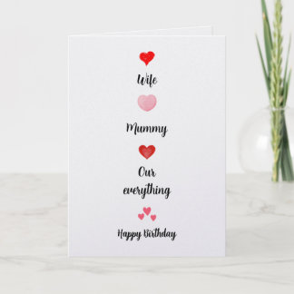 Tarjeta de cumpleaños para esposa y mamá, nuestro