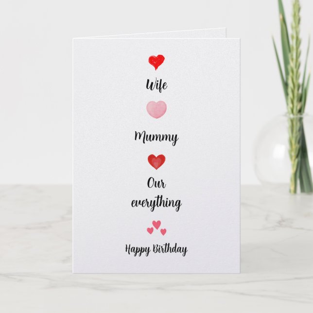 Tarjeta de cumpleaños para esposa y mamá, nuestro  (Anverso)