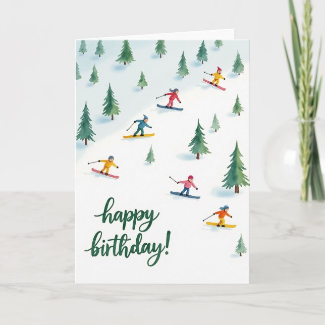 Tarjeta de cumpleaños para esquiadores dulce (Anverso)