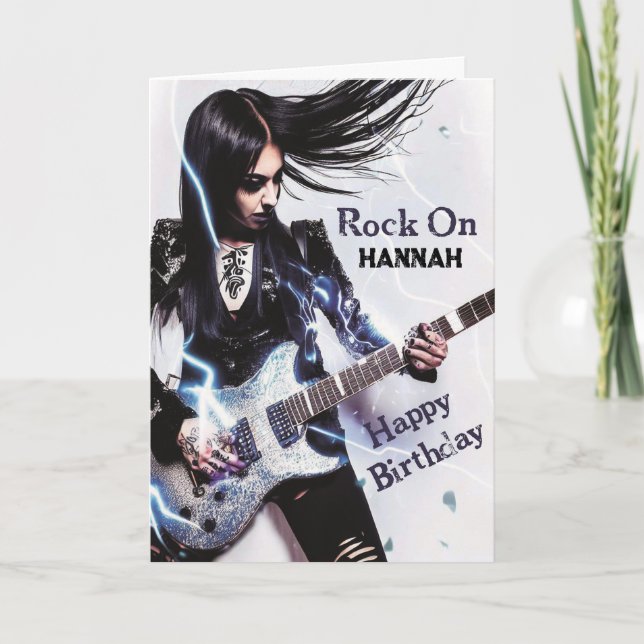 Tarjeta de cumpleaños para estrella de rock femeni (Anverso)