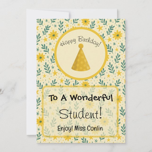 Tarjeta de cumpleaños para estudiantes imprimibles (Anverso)