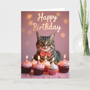 Tarjeta de cumpleaños para felino elegante