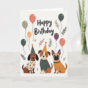 Tarjeta de cumpleaños para fiesta canina