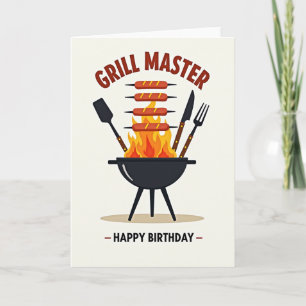 Tarjeta de cumpleaños para fiesta de barbacoa