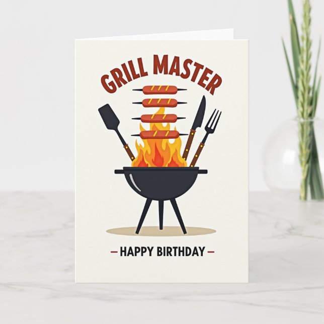 Tarjeta de cumpleaños para fiesta de barbacoa (Anverso)