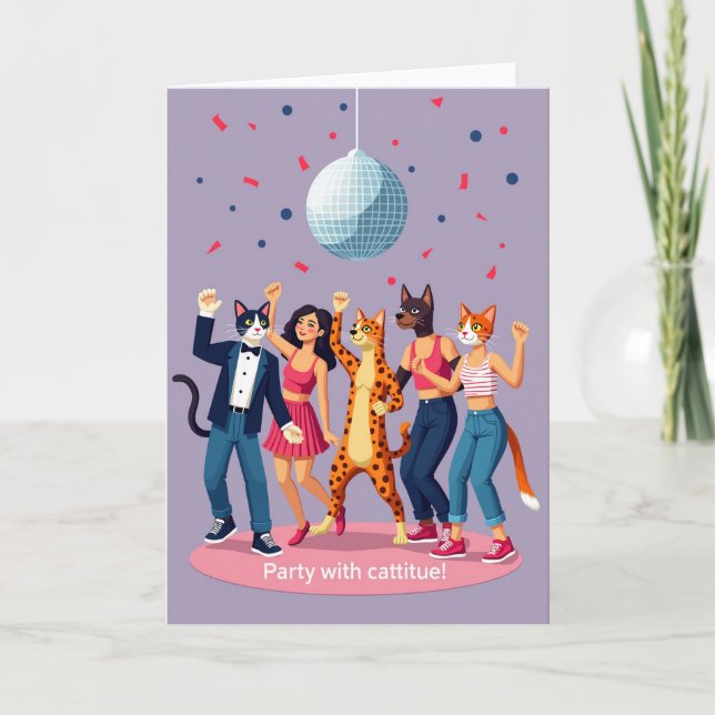 Tarjeta de cumpleaños para fiesta de disco (Anverso)