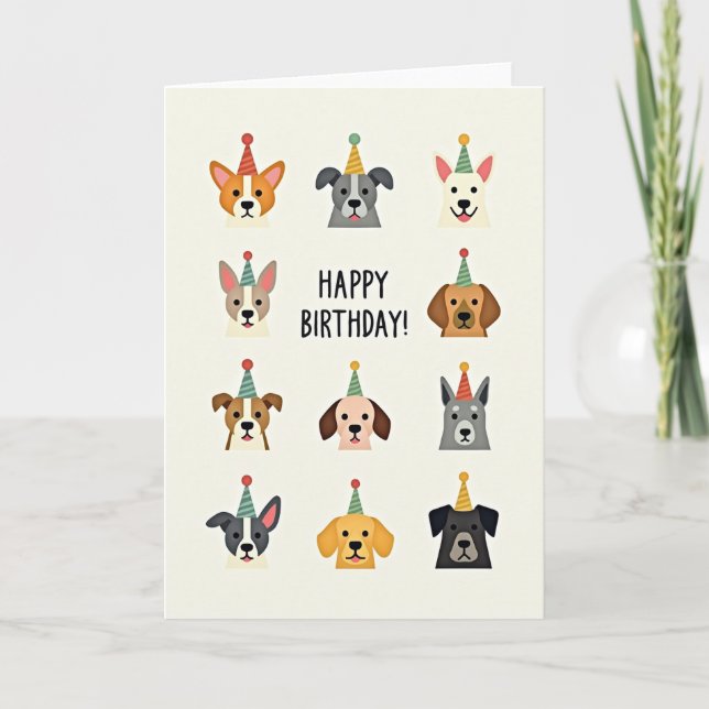 Tarjeta de cumpleaños para fiesta de perros (Anverso)