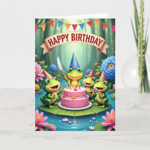 Tarjeta de cumpleaños para fiesta en hoja de lirio