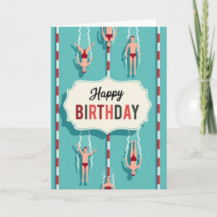 Tarjeta de cumpleaños para fiesta en la piscina
