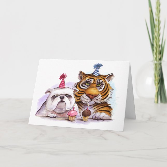 Tarjeta de cumpleaños para fiestas de animales (Anverso)