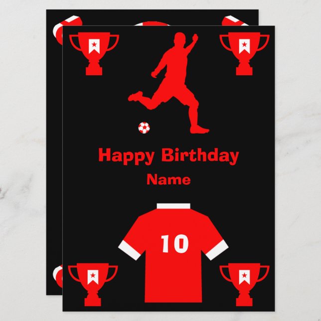 Tarjeta de cumpleaños para fútbol (Anverso / Reverso)