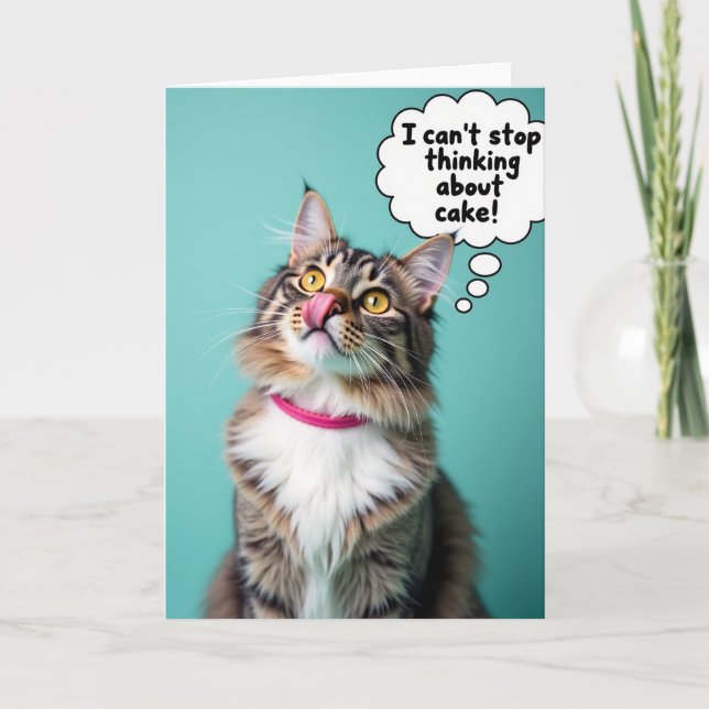 Tarjeta de cumpleaños para gata atigrada alegre (Anverso)