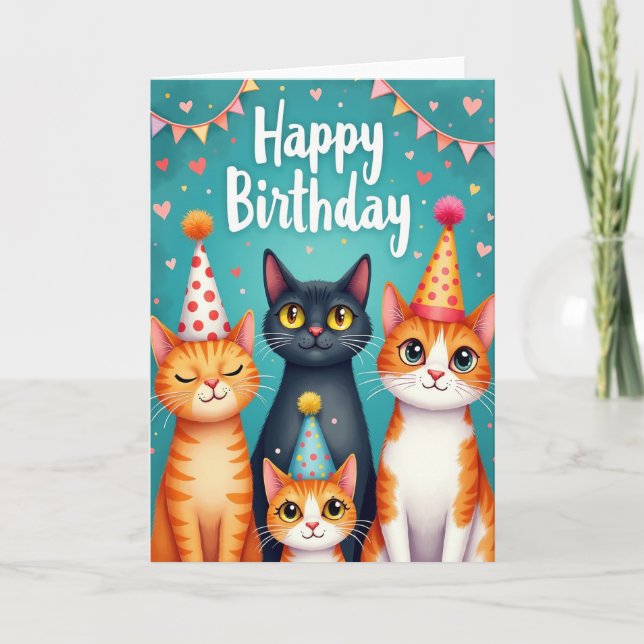 Tarjeta de cumpleaños para gatito caprichoso (Anverso)