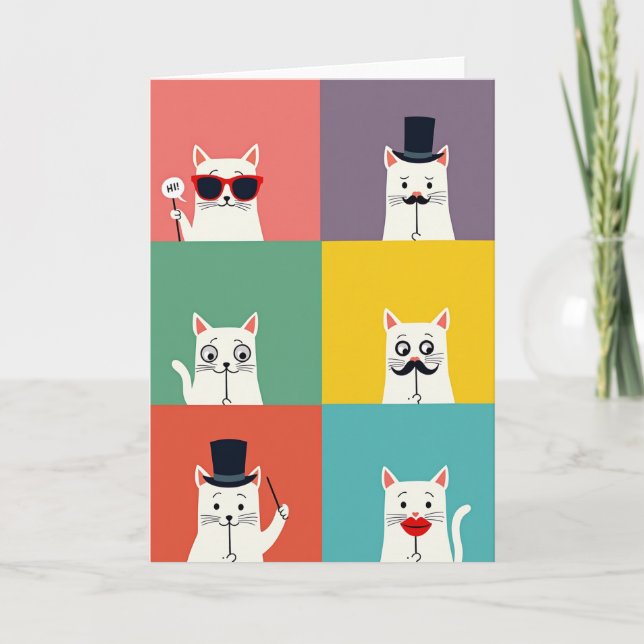 Tarjeta de cumpleaños para gato moderno (Anverso)