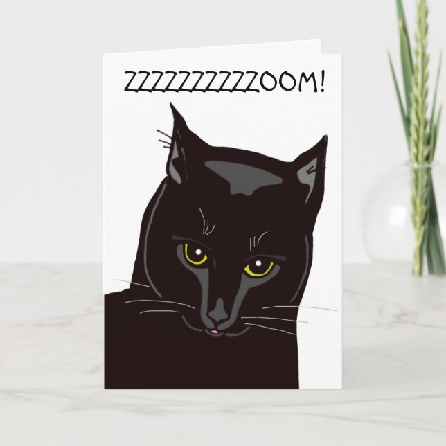 Tarjeta de cumpleaños para gato negro (Anverso)