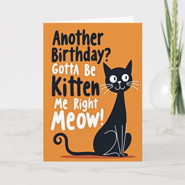 Tarjeta de cumpleaños para gato travieso (Anverso)