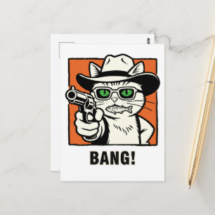 Tarjeta de cumpleaños para gato vaquero - 'BANG' H