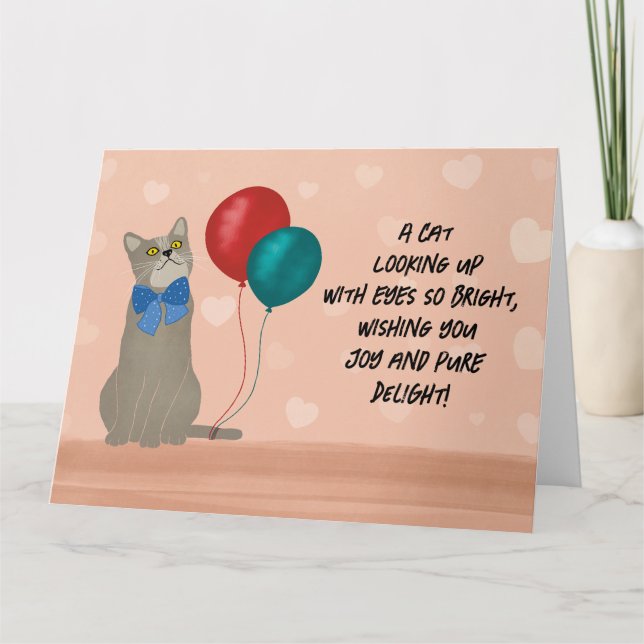 Tarjeta de cumpleaños para gatos alegre (Anverso)