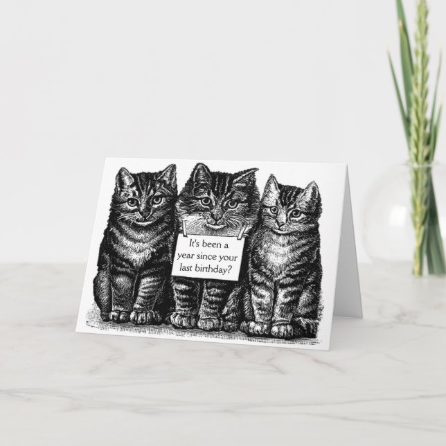Tarjeta de cumpleaños para gatos de época (Anverso)