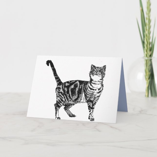 Tarjeta de cumpleaños para gatos de Tabby negro y  (Anverso)