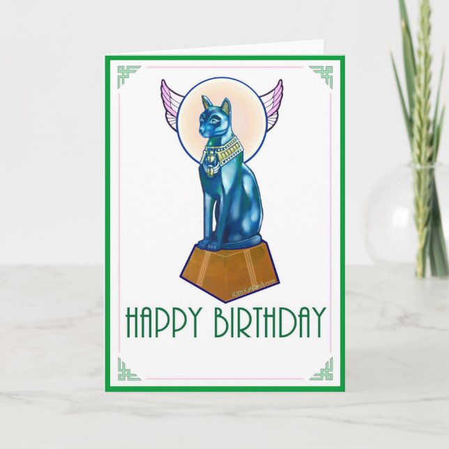 Tarjeta de cumpleaños para gatos egipcio (Anverso)